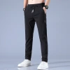 Ice silk pants, men's loose and breathable straight-leg casual pants, summer ultra-thin quick-drying long pants, stretch men's sports pants details Picture
